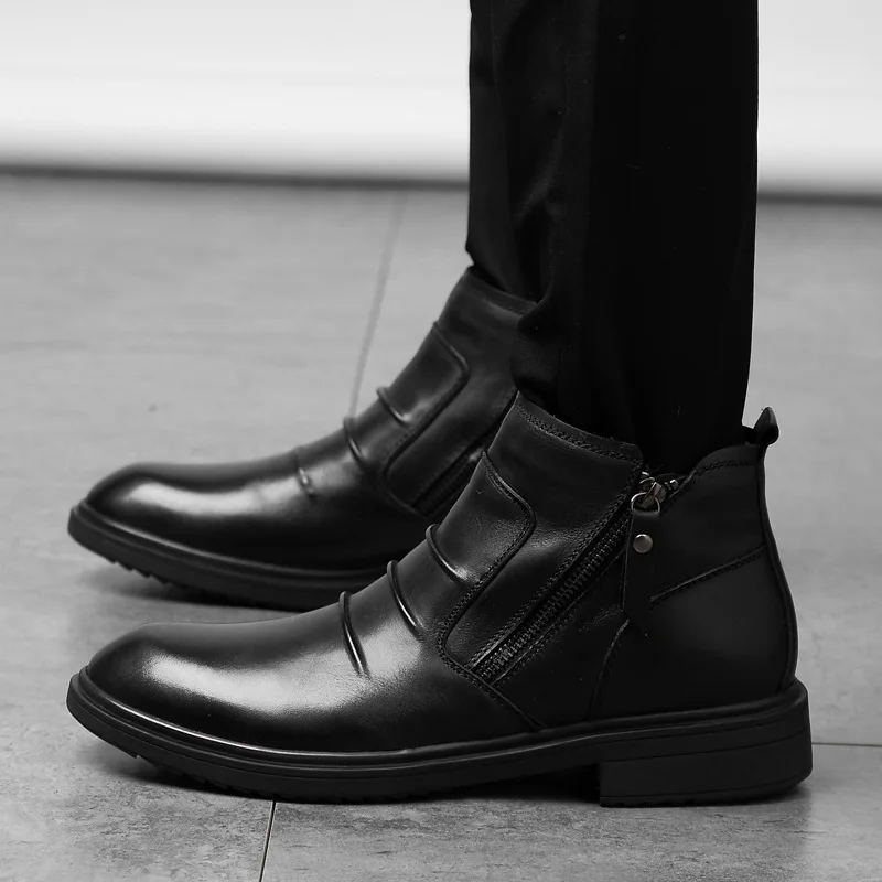 

Large Size Genuine Leather First Layer Men's Shoes Casual Tube Knight Men's Boot Men's Shoes