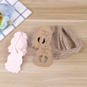 

50pcs Thank You for Coming Tag Creative Kraft Paper Baby Feet Thank You Hanigng Tag for Gift Craft Presents
