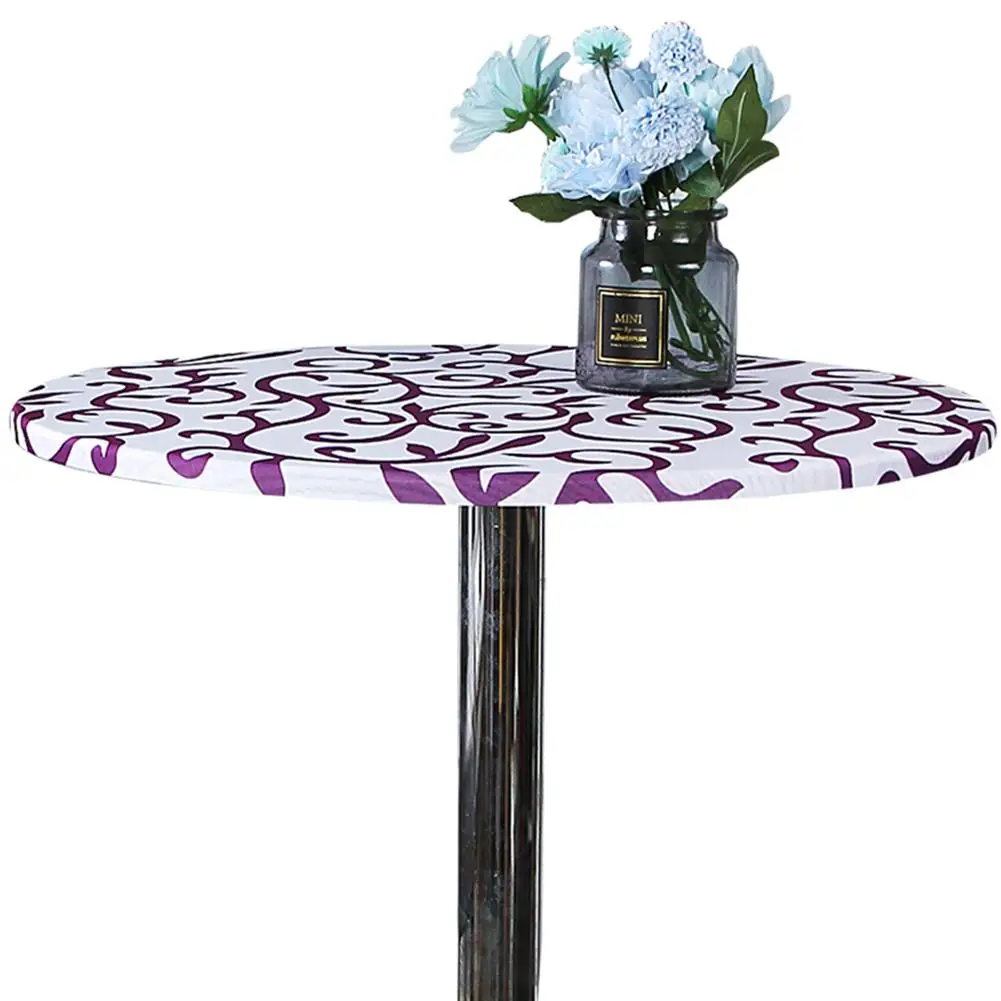 Elastic Table Cover Round Printed Stretch Tablecloth Dining Protector for Bar Wedding Party Cloth Decoration | Дом и сад