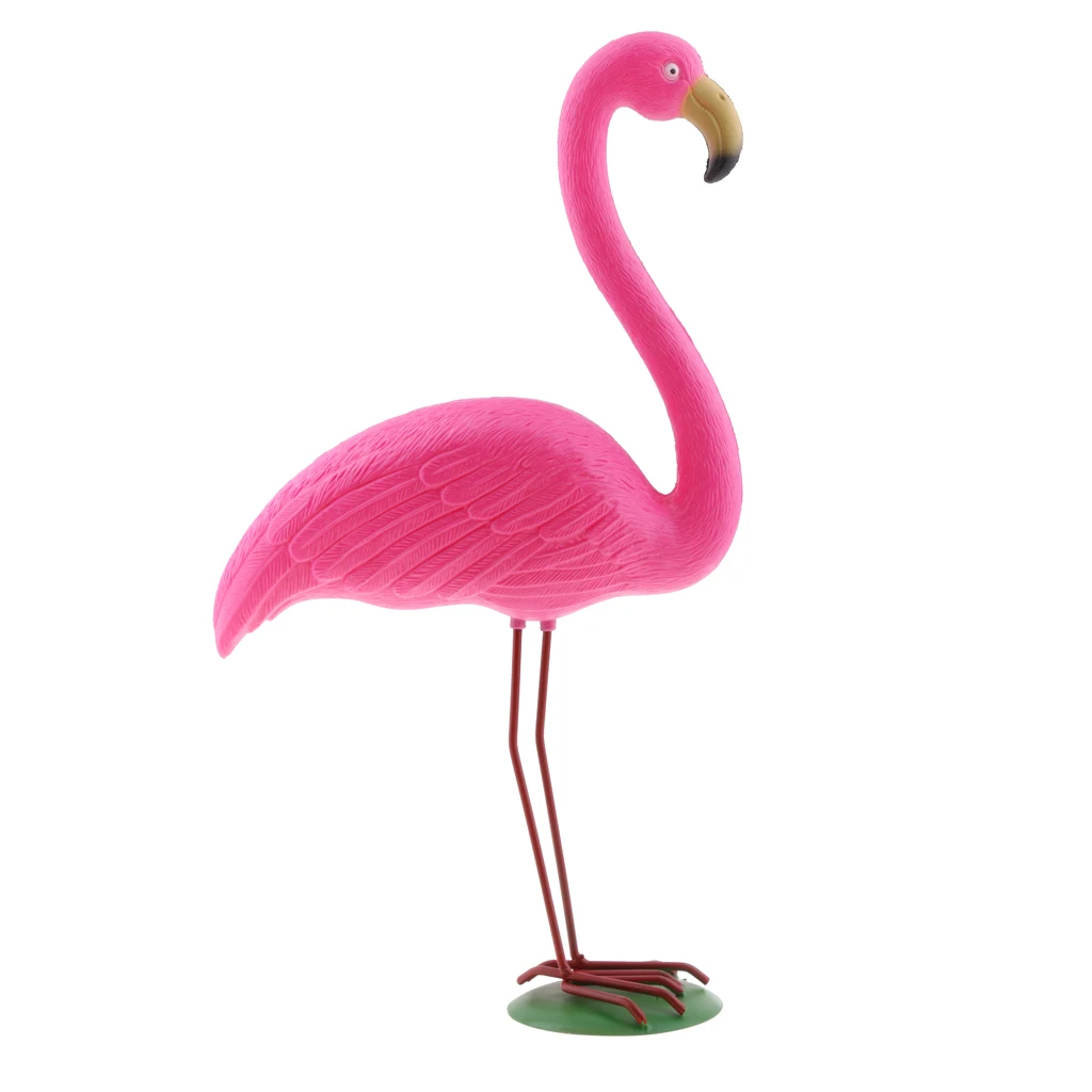 Bright Pink Flamingo Standing Pond Garden Ornament Plastic Decoy Bar Decor