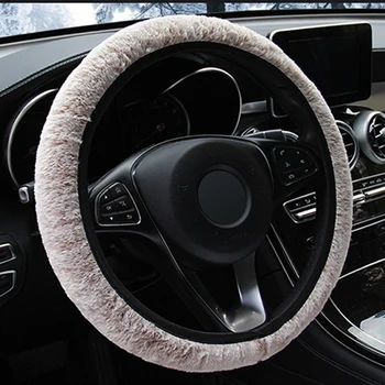 

FORAUTO Car Steering Wheel Cover Soft Plush Steering-wheel Cover Winter Warm 3 Colors Car-styling Auto Interior Accessories