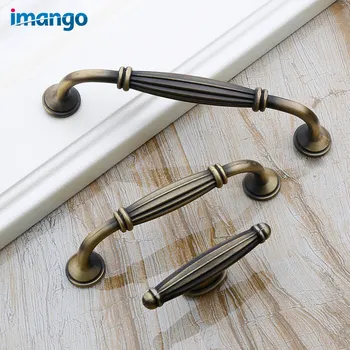 Cabinet handles and knob Rome column Antique Simple Furniture Drawer Knobs for kitchen and Cabinet Door pulls Bronze 96mm128mm