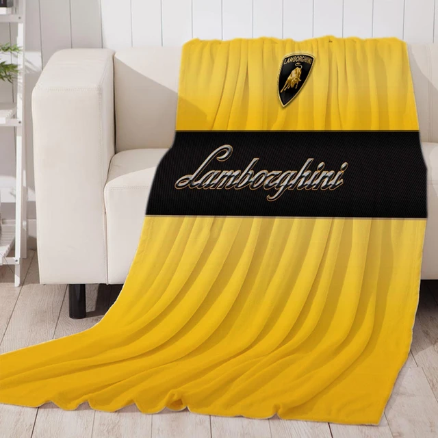 Luxury Lamborghini Sports Car Logo Blanket, Plush Warm Blanket for Winter Bedding, Sofa and Plush House Warm Decoration Gifts Blue