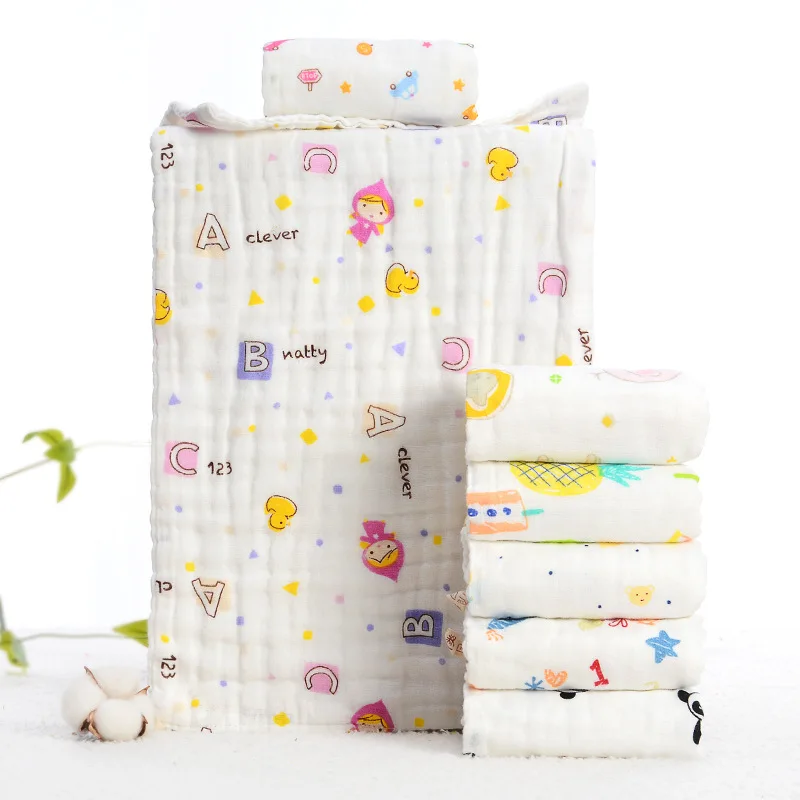 Детское газовое полотенце из чистого хлопка с шестислойной высокой плотностью, мягкое абсорбирующее детское полотенце для младенцев