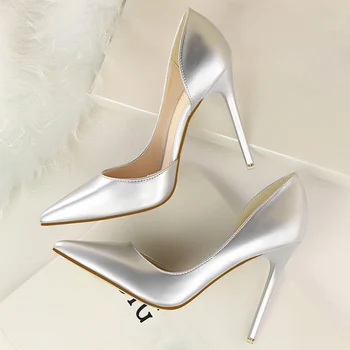 

2020 Women 10.5cm Extreme High Heels Simple Yellow Pumps Shoes Casual Office Lady Stiletto Scarpins Pink Classic Cheap Red Shoes