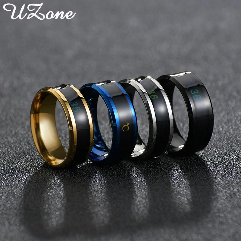 Mode Roestvrijstalen Temperatuurring Voor Dames Heren Trendy Temperatuur Monitor Intelligente Ringen Sieraden Cadeau Accessoires