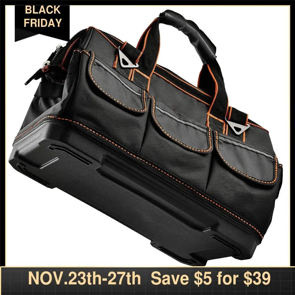 

17" Multi-pockets Tool bag Waterproof Electrician Tool Bag Organizer 1680 Oxford Repair Portable Storage Tools