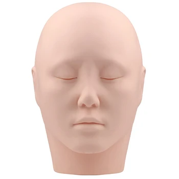 

Soft Silicone Training Mannequin Head Practice Cosmetology Manikin Doll for Eyelashes Face Lip Makeup Massage Tattoo
