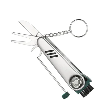 

Golf Tool Club Sharpener Club Groove Cleaner Divot Repair Tool Ball Score Marker Pen Scrub Clean Brush Outdoor Key Chain Keyring