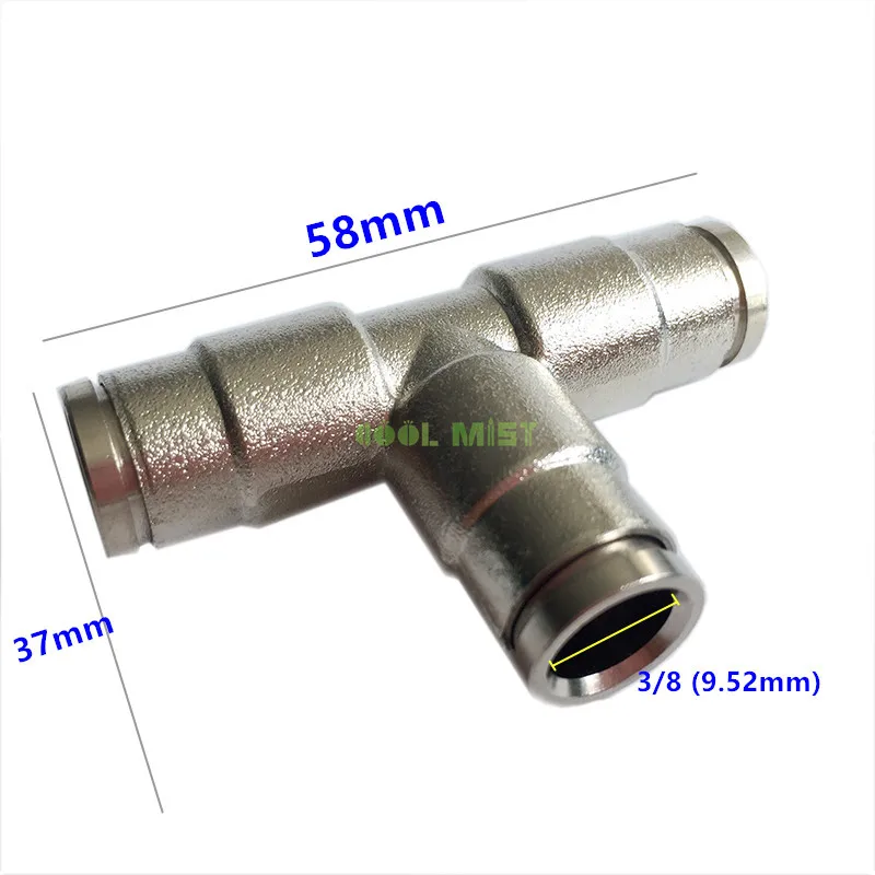 

S264 High Quality 3/8 brass nickle tee connector Ferrule Tube Fitting Connector 3 way joiner 2pcs/lot