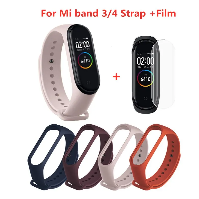 

For Xiaomi Mi Band 4 3 Strap Pink Wine Red Color TPU Silicone Bracelet For Xiomi Miband 4 3 Band4 Band3 Wristband (Not Original)