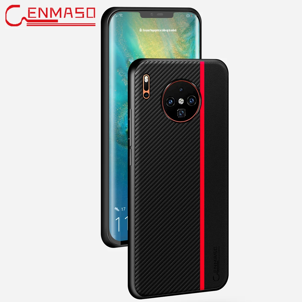 

For Huawei Mate 30 Pro Case PU Carbon Texture Back Case Mate 30 Lite Anti-Fall Soft Protective Cover Mate 30 Luxury Ultra Thin C