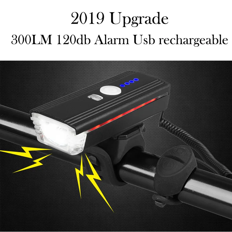 With Horn Водонепроницаемый Передний фонарь для велосипеда фонарик с USB подзарядкой, велосипедный фонарь, фара для велосипеда, фонарь для безопасности, фара, фонарик для велосипеда - Цвет: With Horn