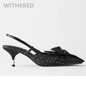 

Withered shoes woman women shoes women sandals 2020 ins fashon blogger enlgand dot bow Cusp Stiletto high heels sandals women