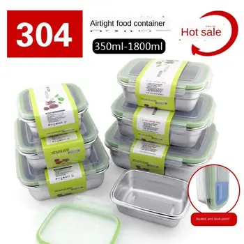 

Stainless Steel Crisper Square Sealed Box Sealed Fresh-keeping Lunch Box With Lid
