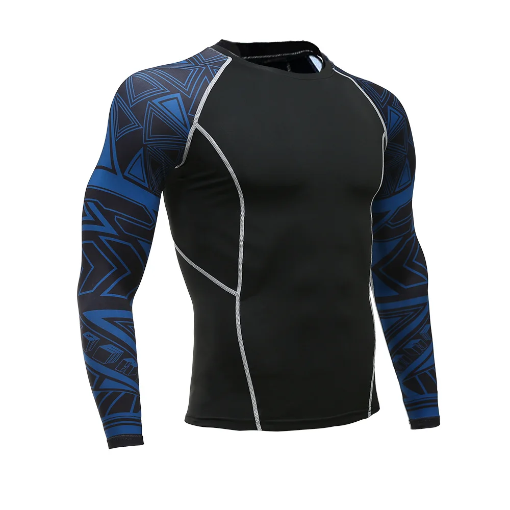 Мужская Тренировочная футболка Rashguard с длинными рукавами облегающая