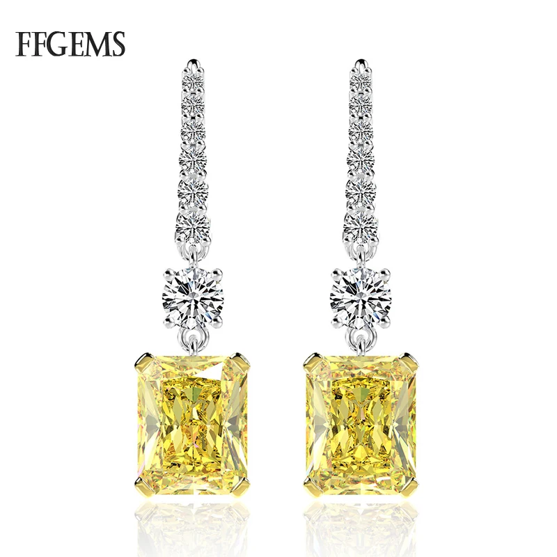 

Elegant 100% 925 Silver Sterling Created Moissanite Citrine Gemstone Dangle Earring Diamond Fine Jewelry Women Wedding Wholesale