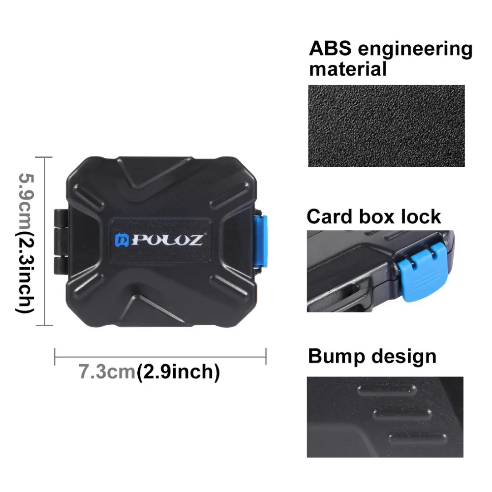 Puluz 11 в 1 чехол для карты памяти Micro SD CF водонепроницаемый держатель 3 SIM + 2 XQD TF