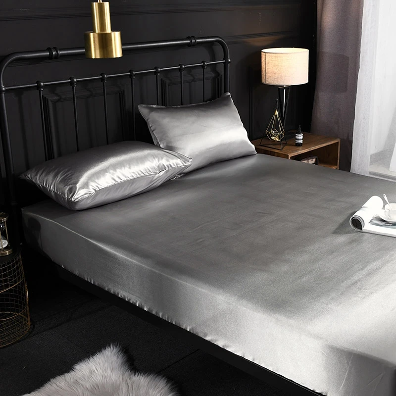 Простыня одноцветная имитировать шелк простыня по размеру матраса, льняное постельное белье, простыни с эластичной лентой, регулируемый маттр