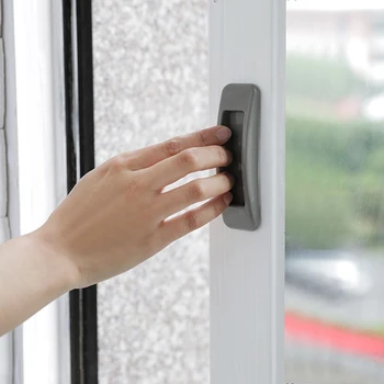 New 1Pc Plastic Sliding Door Pull Window Self Adhesive Kitchen Cabinet Cupboard Drawer Knobs Handle