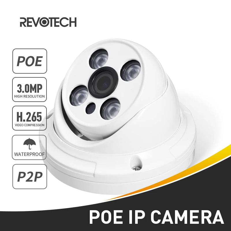 

H.265 POE Waterproof 3MP 4 Array LED IP Camera 1296P / 1080P Outdoor Dome Security Camera ONVIF Night Vision P2P CCTV Cam