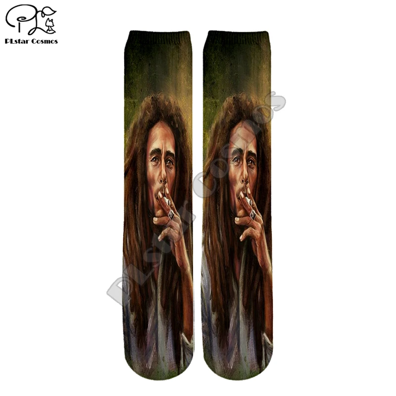 

PLstar Cosmos Bob Marley Reggae Swag Funny Colorful Hip Hop Unisex new fashion casual 3Dfull Print Women/men/boy/girl cool Warm Cotton Ankle Socks type-3