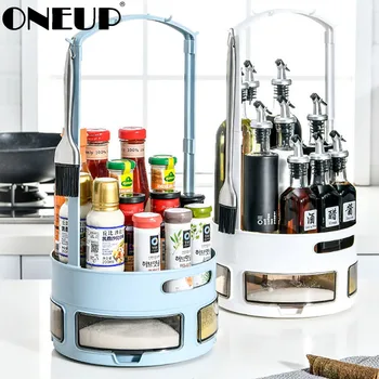 

ONEUP Multifunctional Rotating Shelf Anti-skid Put Seasoning Bottle Seasoning 2020 Kitchen Houseware Storage Tray Storage Box