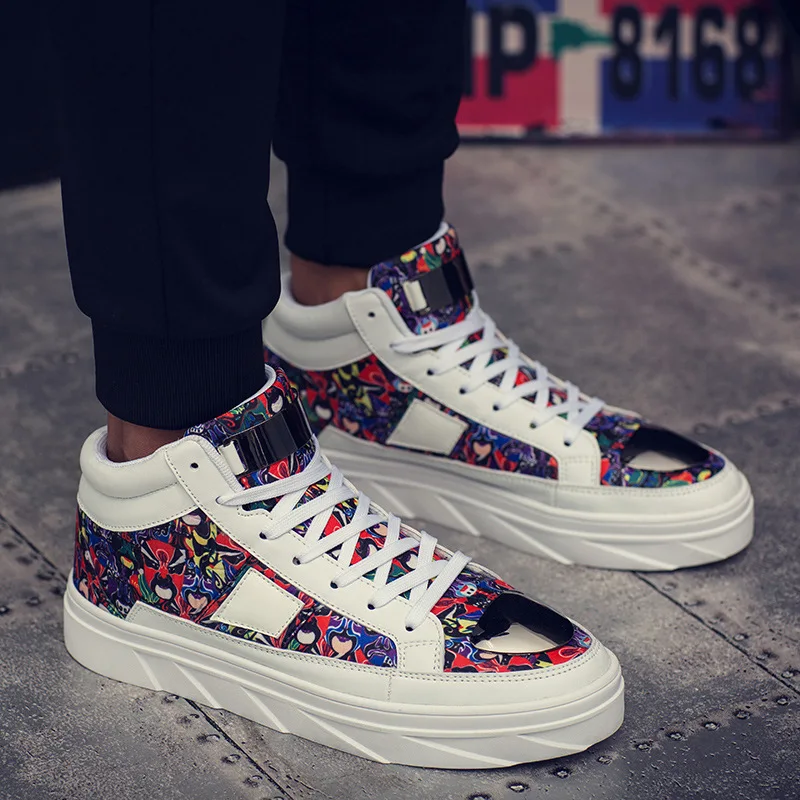 

Autumn New Style Men Hight-top Korean-style Trend Hip Hop Breathable Fashion Iron Piece Sneakers Thick Bottomed Extra High MEN'S