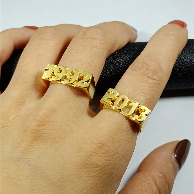 Block Rings For Men Hip Hop Jewelry Custom Name Ring Gold Personalized Anelli Donna Friendship Gift Stainless Steel