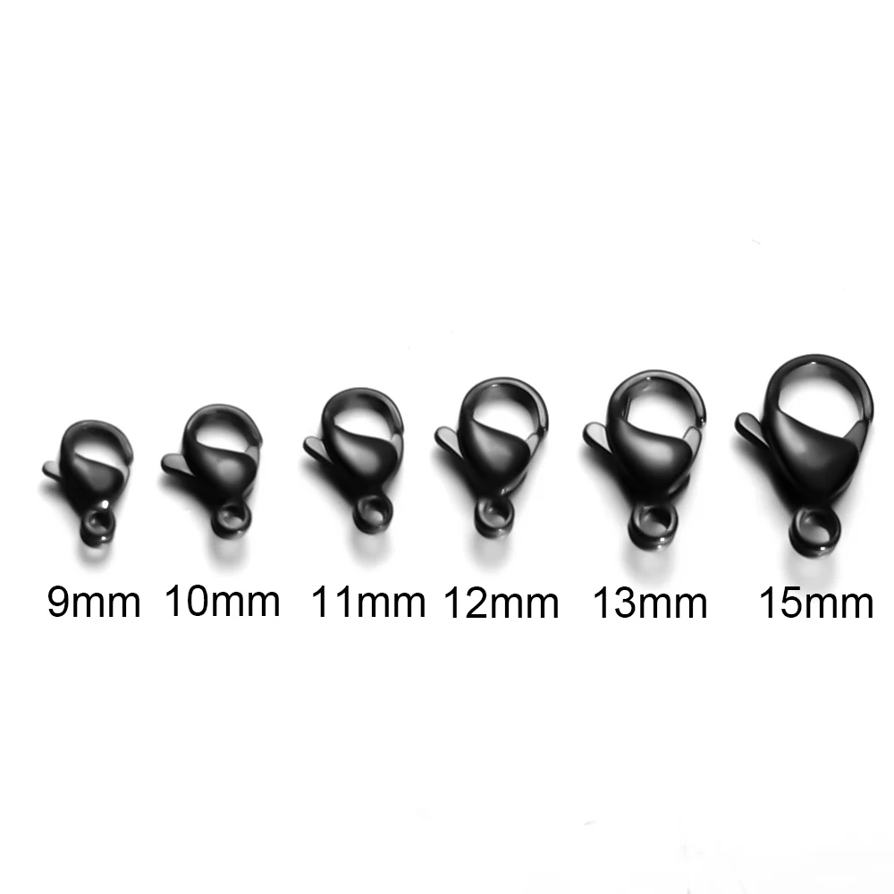 Semitree 25Pcs 스테인레스 스틸 골드 블랙 랍스터 걸쇠 쥬얼리 결과 DIY 목걸이 팔찌 액세서리 만들기 9/10/12/15MM