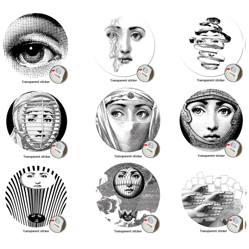 Милан Италия дизайнер fornasetti таблички узор обои разделенные картины настенные наклейки DIY Украшение стены 8 дюймов - Цвет: 18