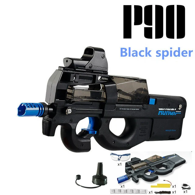 Водяные пули Р90 электрический игрушечный пистолет граффити издание живой CS штурмовой Бекас оружие открытый пистолет игрушки - Цвет: Black spider