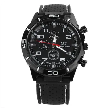 

Men Sports Watch Racing Silicone Large Dial Watch Fashion Military Quartz Watch Round Dial Quartz Exquisite Workmanship