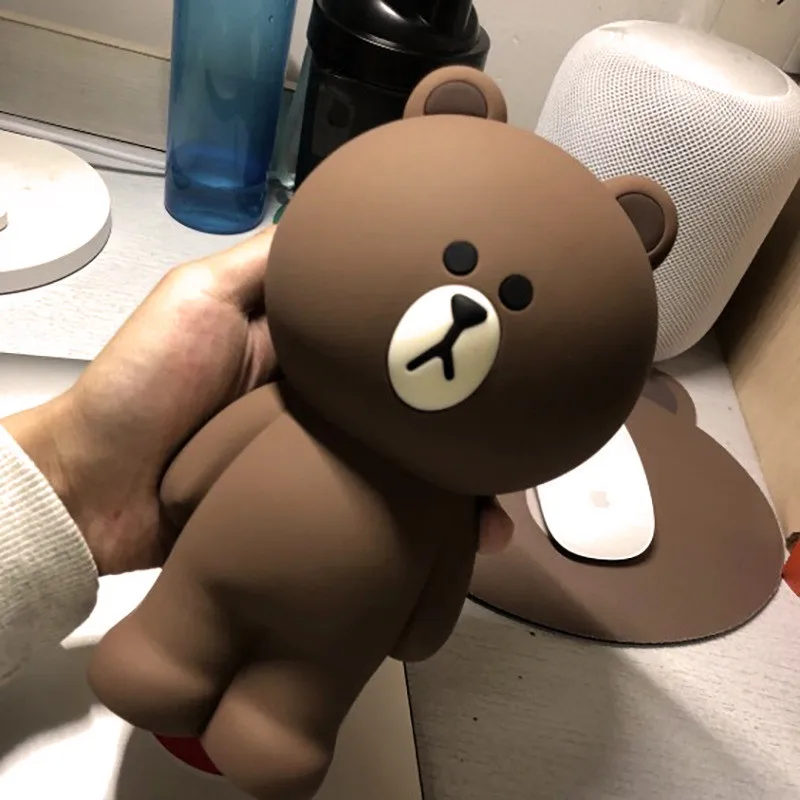 Мультяшный силиконовый пенал Kawaii для карандашей коричневый Медведь Кролик 3D