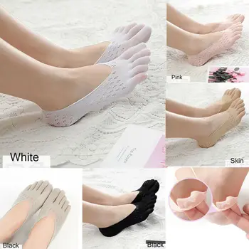 

5 Colors Women Plain Fashion Women Nonslip Invisible Five Finger Toe Socks Ankle