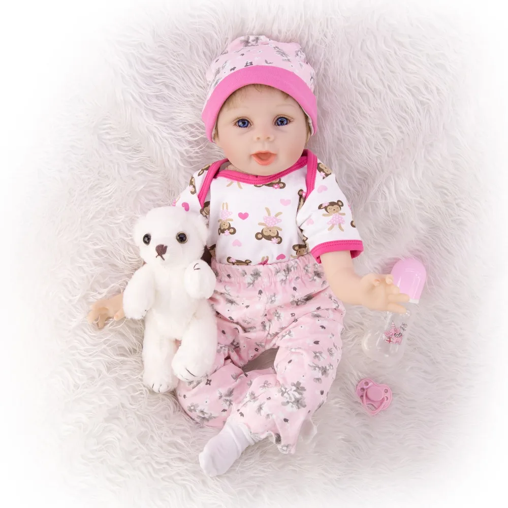 55 см милая улыбка Reborn Baby Doll очень мягкие силиконовые и тканевые игрушки