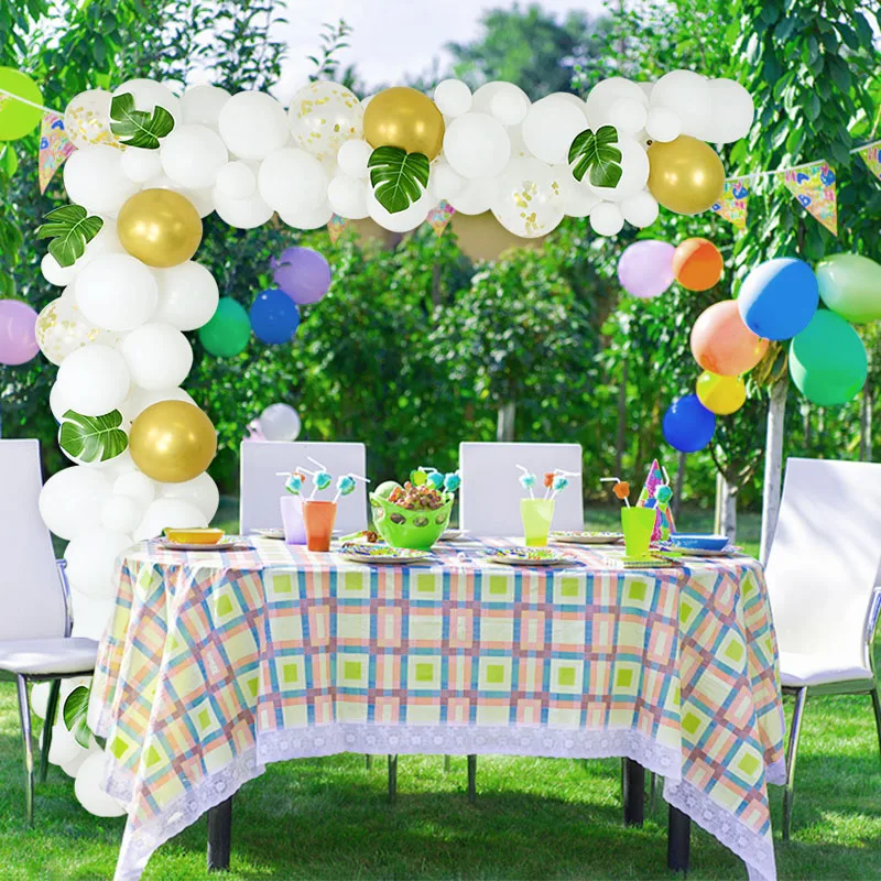98Pcs Tropical Hawaiian White Balloon Garland Arch Kit Ballon Chain Baby Shower Birthday Summer Hawaii Party DIY Decoration