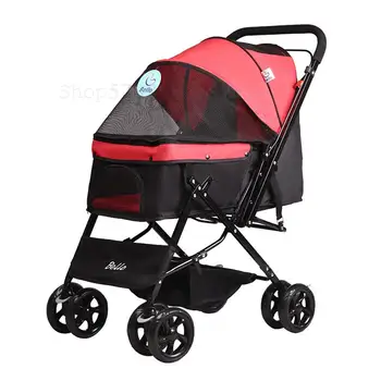 

Lightweight folding pet stroller Teddy dog cat stroller four wheel outdoor out pet cage 25KG Dog/Cat/Pet Stroller Travel