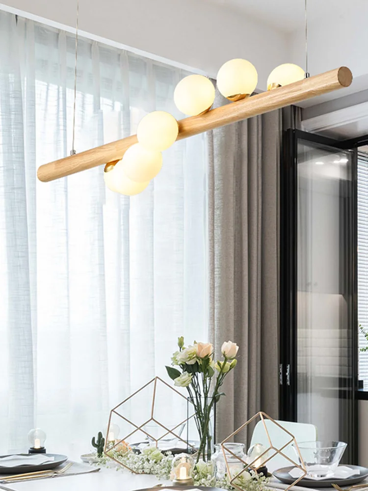 Деревянная люстра TRAZOS с матовым стеклом, украшение для гостиной, современная металлическая люстра для спальни 110 В 220 В