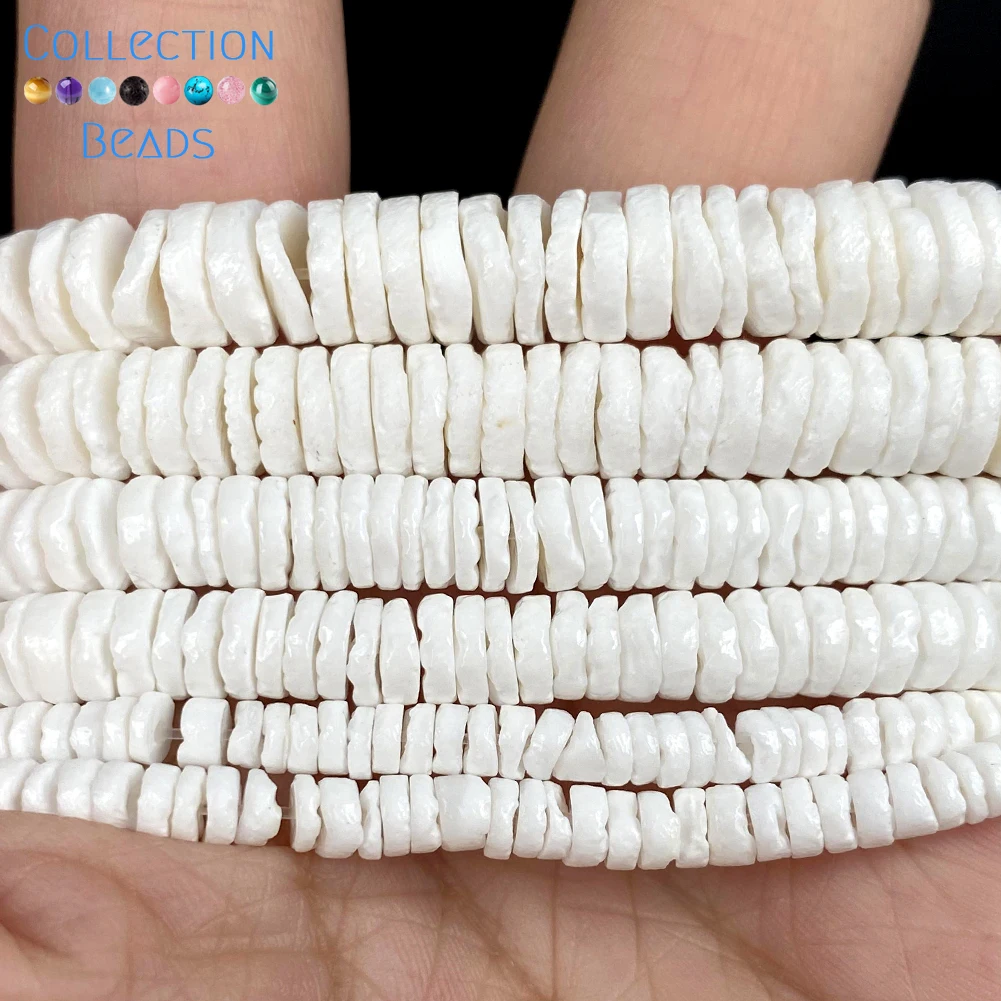 Shell Beads Natural White Shell Beads Seashell Round Shape Spacer Beads For Jewelry Making Handmade DIY Bracelet Necklace Accessories 16"