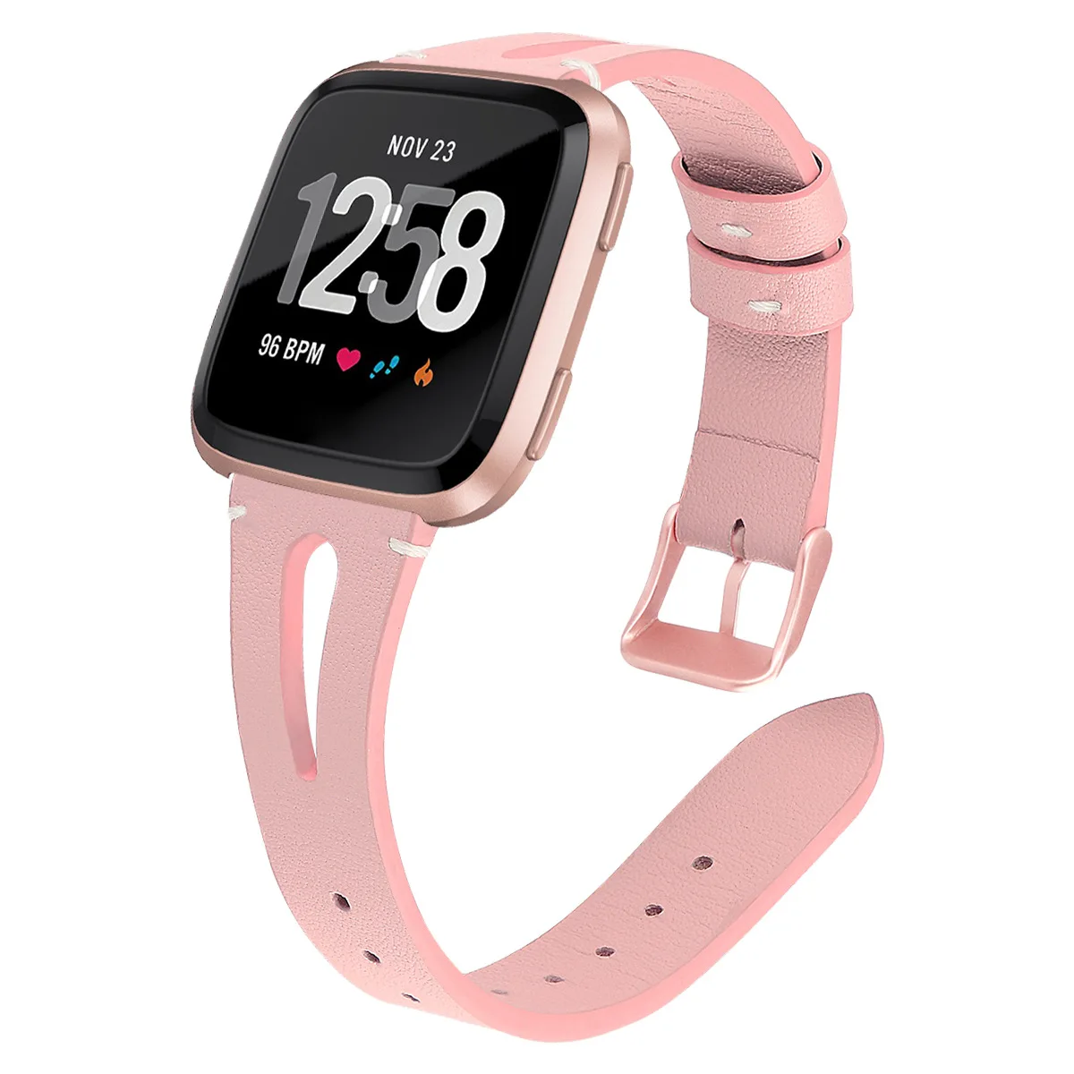 

Applicable Fitbit Versa Watch Leather Watch Strap Leather Narrow-Open Watch Band