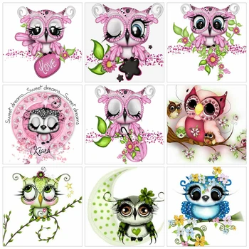 

Huacan 5D Diamond Painting Owl Full Square DIY Diamond Embroidery Animal Art Decorations Home