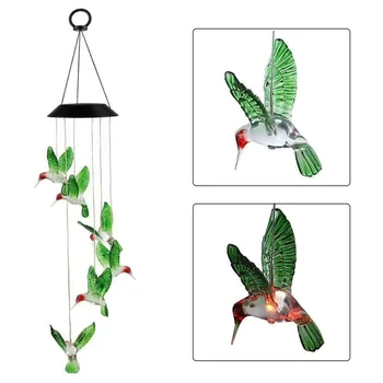 

Solar Light Outdoor Powered LED Wind Chime Color Change Hummingbird Wind Chime Outdoor Light Decorative Garden Light