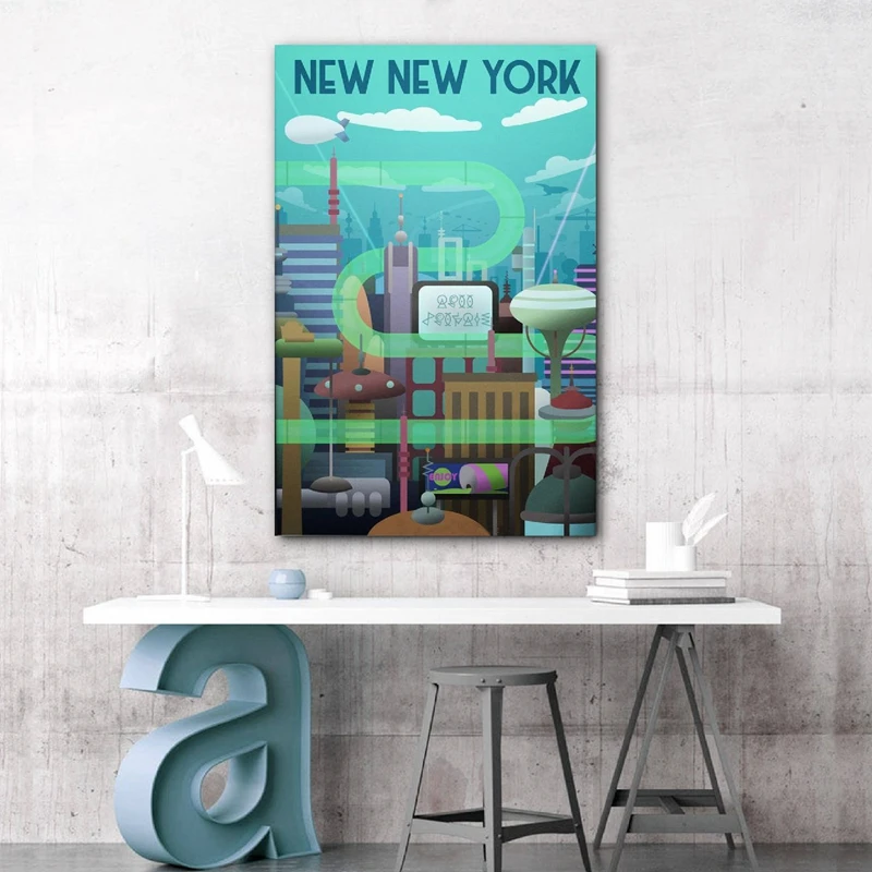 Futurama - New New York Travel Prints Wall Art Decor