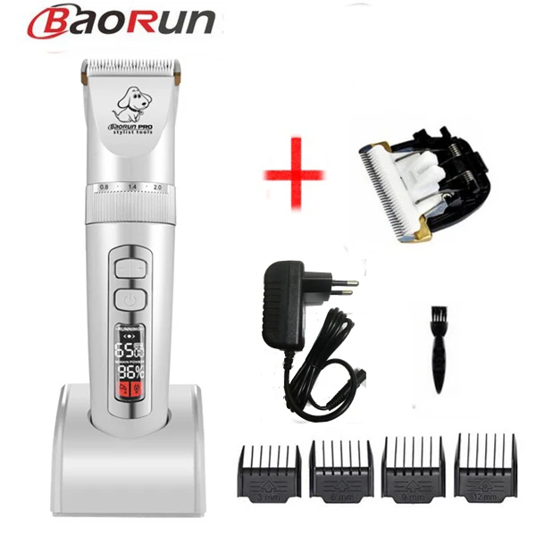 White P9 add 1 blade BaoRun профессиональный триммер для волос P9 для собак с ЖК-экраном машинка для стрижки домашних животных Триммер для стрижки кошек и собак машинка для стрижки домашних животных - Цвет: White P9 add 1 blade