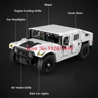 High-Technic 1:12 Hummer Remote Control Off-road Truck 1380PSC DIY Puzzle Assembly Building Bolcks Smilation RC Truck Car Model 2