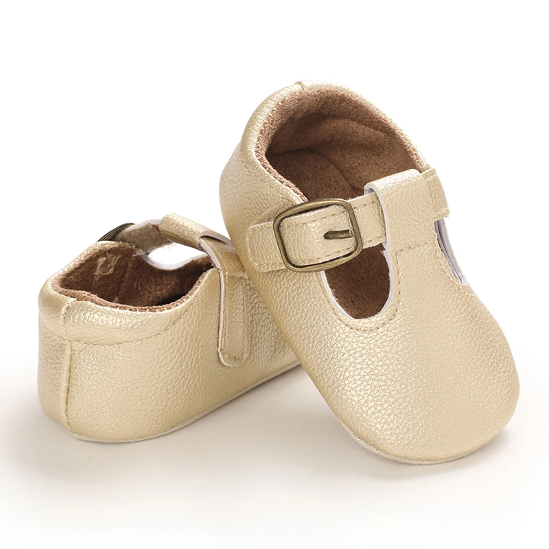 Infant Newborn Baby Girls Princess Non-Slip Floral Border Shoes Toddler Baby Soft PU Leather Prewalker Shoes Solid First Walkers