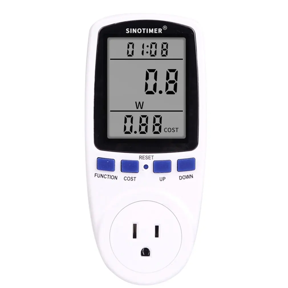 SINOTIMER DDS108 розетка цифровой Напряжение ваттметр Потребляемая мощность ватт счетчик энергии AC анализатор электроэнергии монитор
