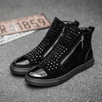 

2019 Leather Sneakers Men Casual Shoes Training Boy Shoe Boy Platform Walking Rivet Man Sports Breathable loafers Flats 1699