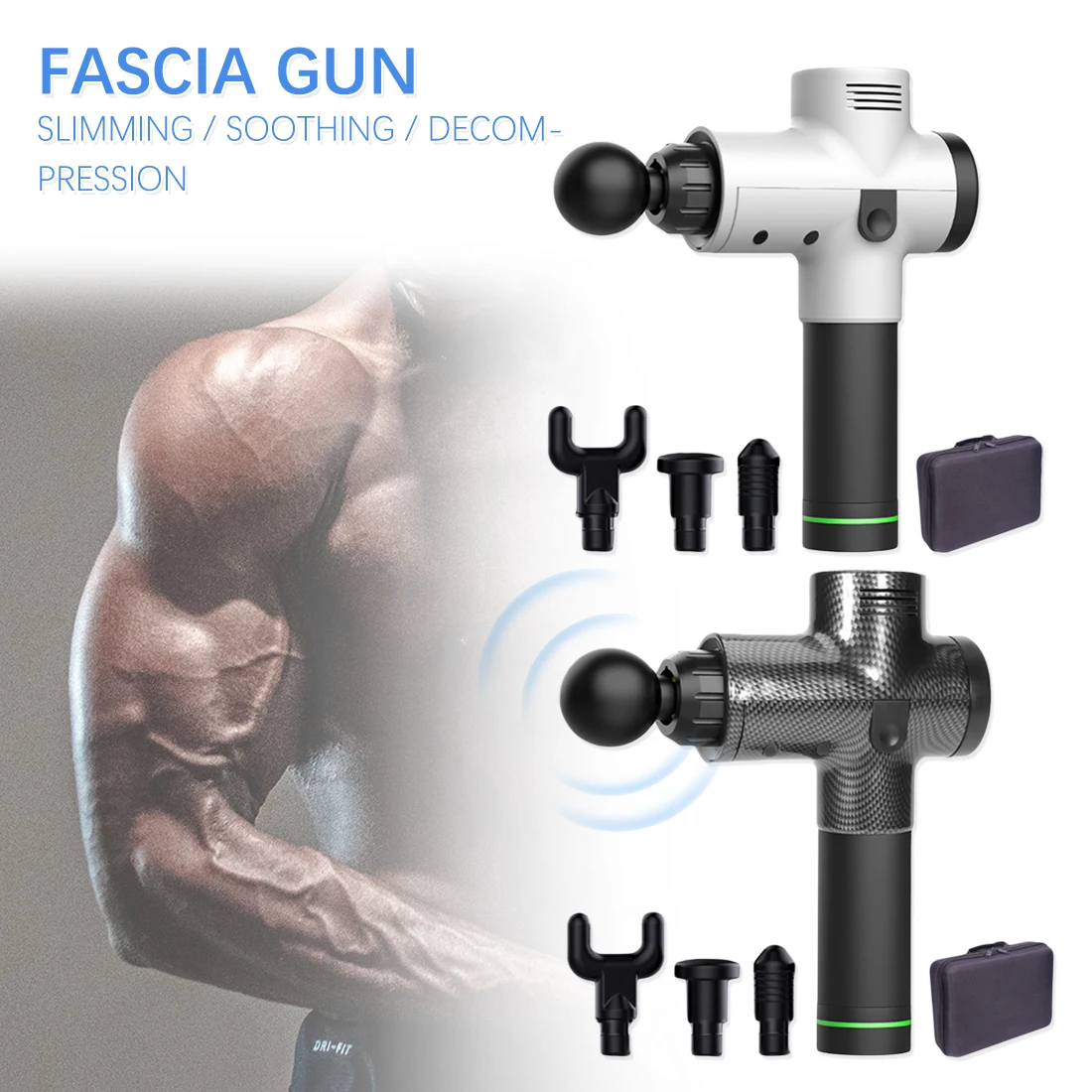 

4000r/min Therapy Massage Guns 3 Gears Muscle Massager Relaxation Pain Relief Slimming Shaping Massager 4 Heads With Bag